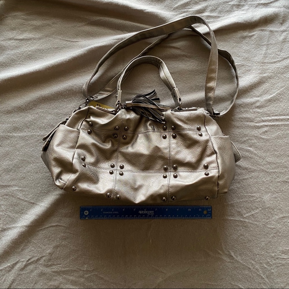 Faux leather studded handbag